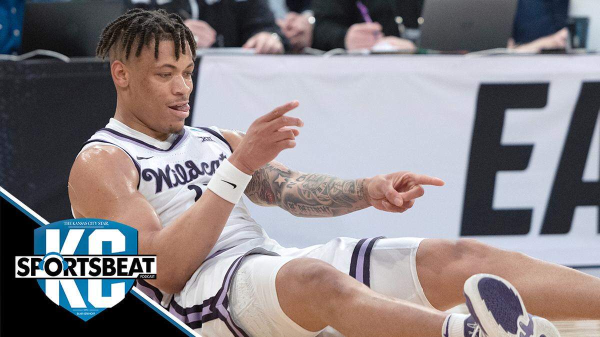 Kansas State’s Keyontae Johnson celebrates a basket and a foul during the first half of their east region semifinal game against Michigan State at Madison Square Garden on Thursday night.