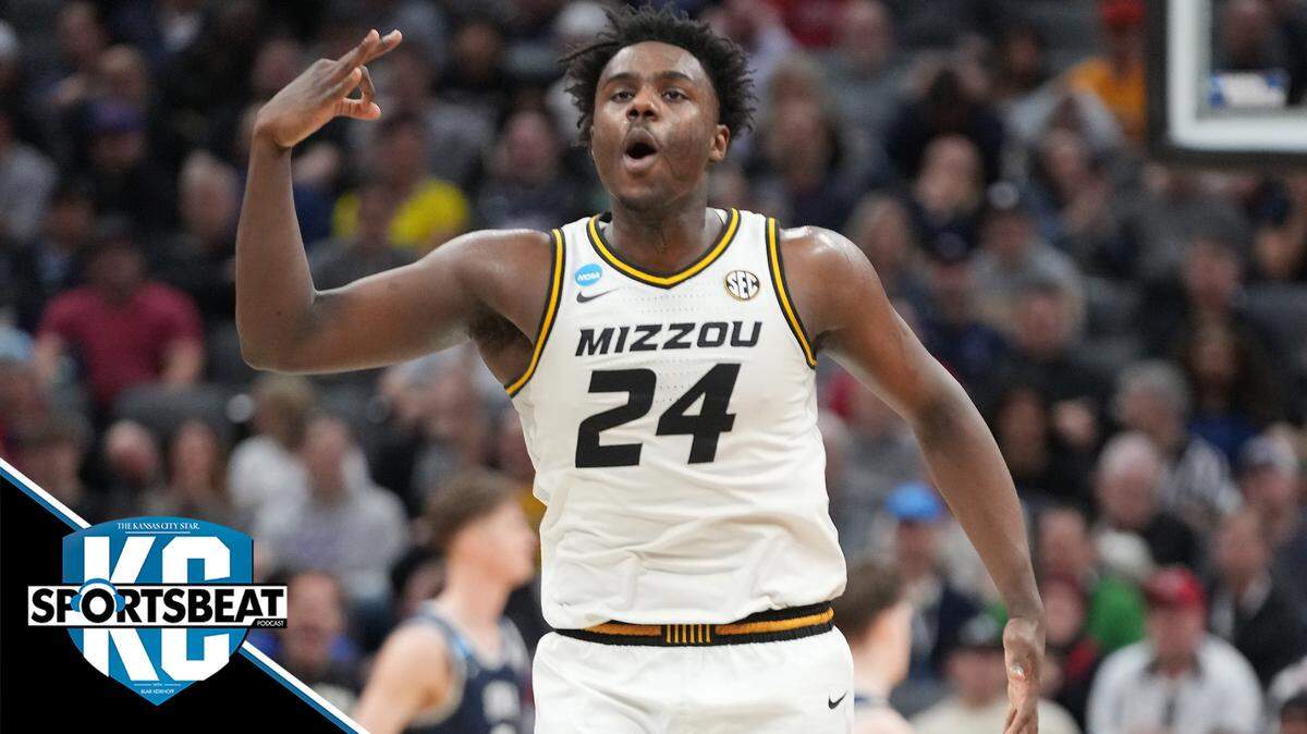 Mar 16, 2023; Sacramento, CA, USA; Missouri Tigers guard Kobe Brown (24) reacts after scoring a basket agianst the Utah State Aggies during the second half at Golden 1 Center. Mandatory Credit: Kyle Terada-USA TODAY Sports