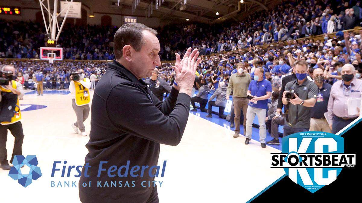 Duke head coach Mike Krzyzewski applauds the crowd as he heads off the court after Duke’s 88-70 victory over Florida State at Cameron Indoor Stadium in Durham, N.C., Sat. Feb. 19, 2022.
