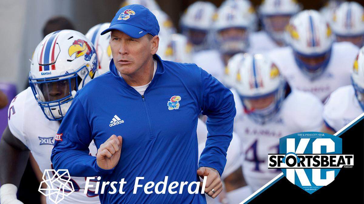 FILE - Kansas head coach Lance Leipold takes the field with his team before playing TCU in an NCAA college football game Saturday, Nov. 20, 2021, in Fort Worth, Texas. Kansas is set to kick off its season on Sept. 2, 2022, against Tennessee Tech. (AP Photo/Ron Jenkins, File)