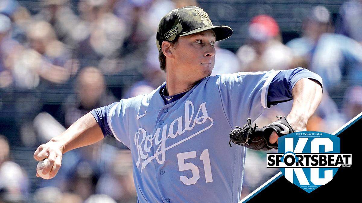 Kansas City Royals starting pitcher Brady Singer throws during the first inning of a baseball game against the Minnesota Twins Sunday, May 22, 2022, in Kansas City, Mo. (AP Photo/Charlie Riedel)