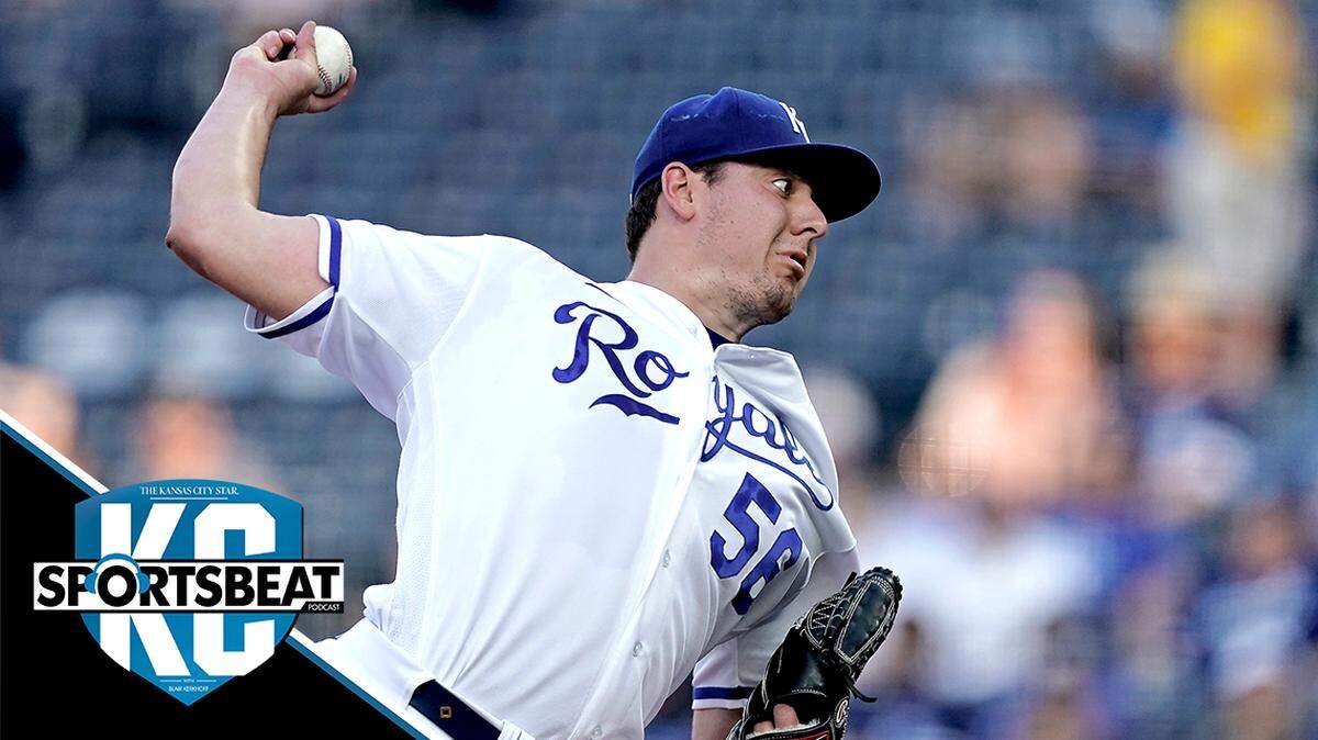 Kansas City Royals starting pitcher Scott Barlow throws during the first inning of a baseball game against the Toronto Blue Jays Tuesday, June 7, 2022, in Kansas City, Mo. (AP Photo/Charlie Riedel)