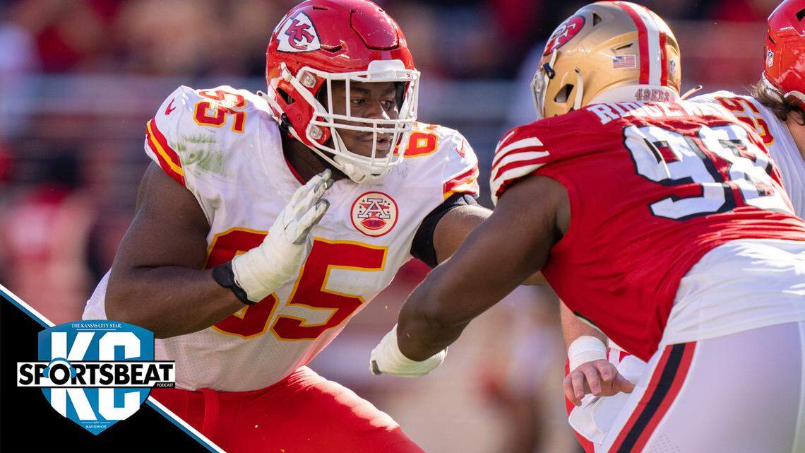 October 23, 2022; Santa Clara, California, USA; Kansas City Chiefs guard Trey Smith (65) during the third quarter against the San Francisco 49ers at Levi’s Stadium. Mandatory Credit: Kyle Terada-USA TODAY Sports