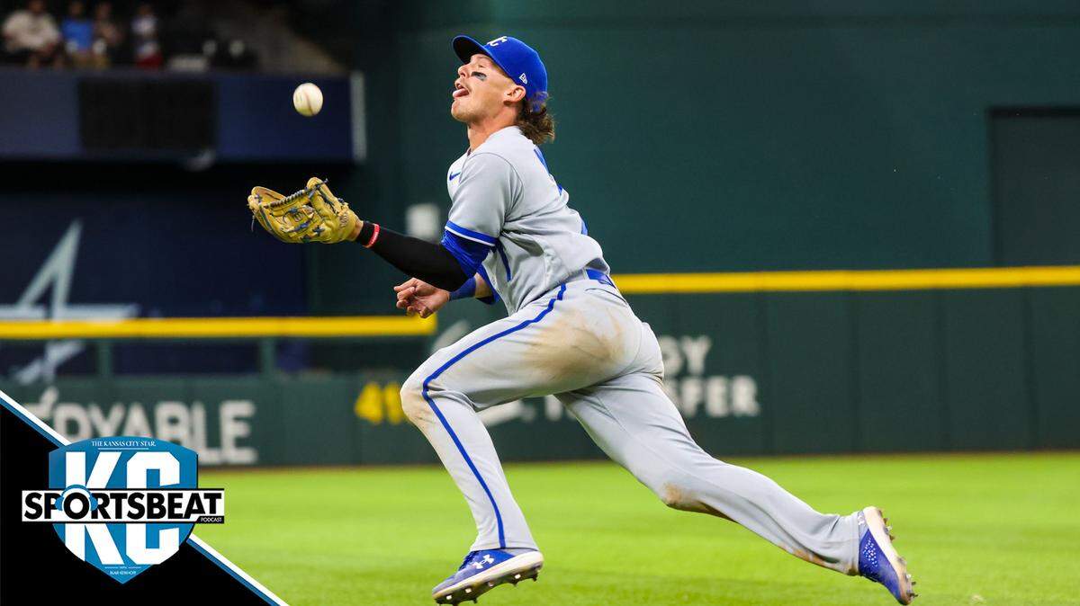 Royals shortstop Bobby Witt Jr. makes a difficult catch against the Rangers at Globe Life Field on April 11, 2023.