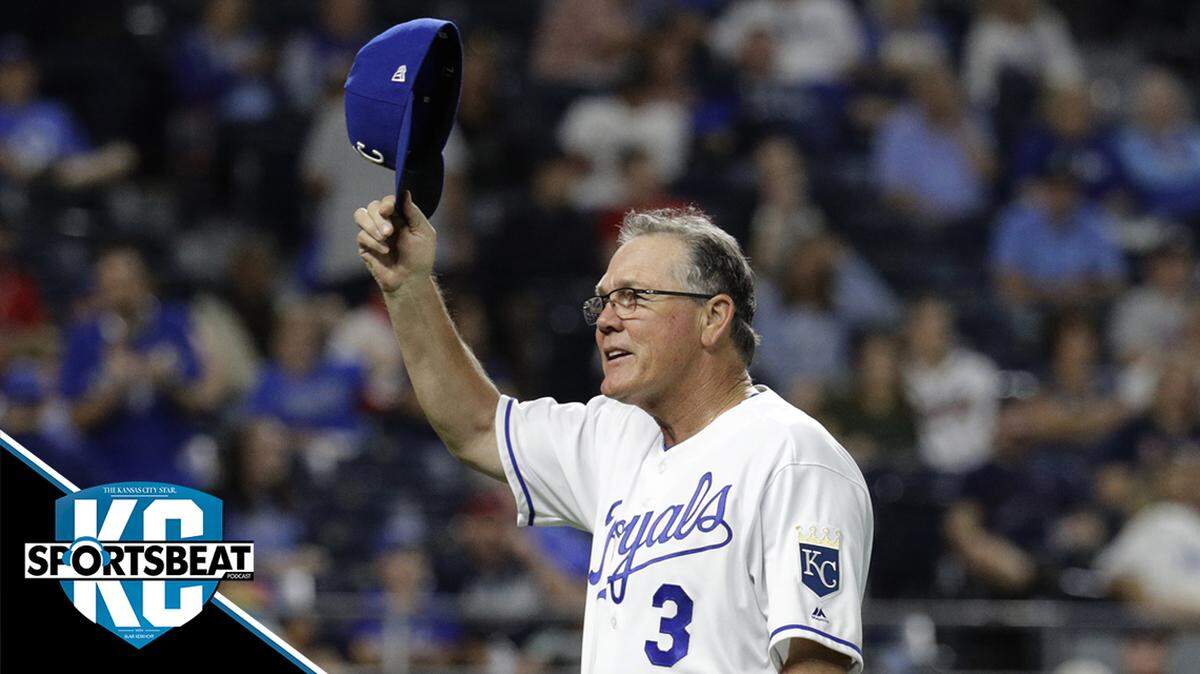 Kansas City Royals manager Ned Yost acknowledges the crowd as he walks to the dugout after making a pitching change during the eighth inning of a baseball game against the Atlanta Braves Tuesday, Sept. 24, 2019, in Kansas City, Mo. Yost announced Monday that he is retiring at the end of the season. (AP Photo/Charlie Riedel)