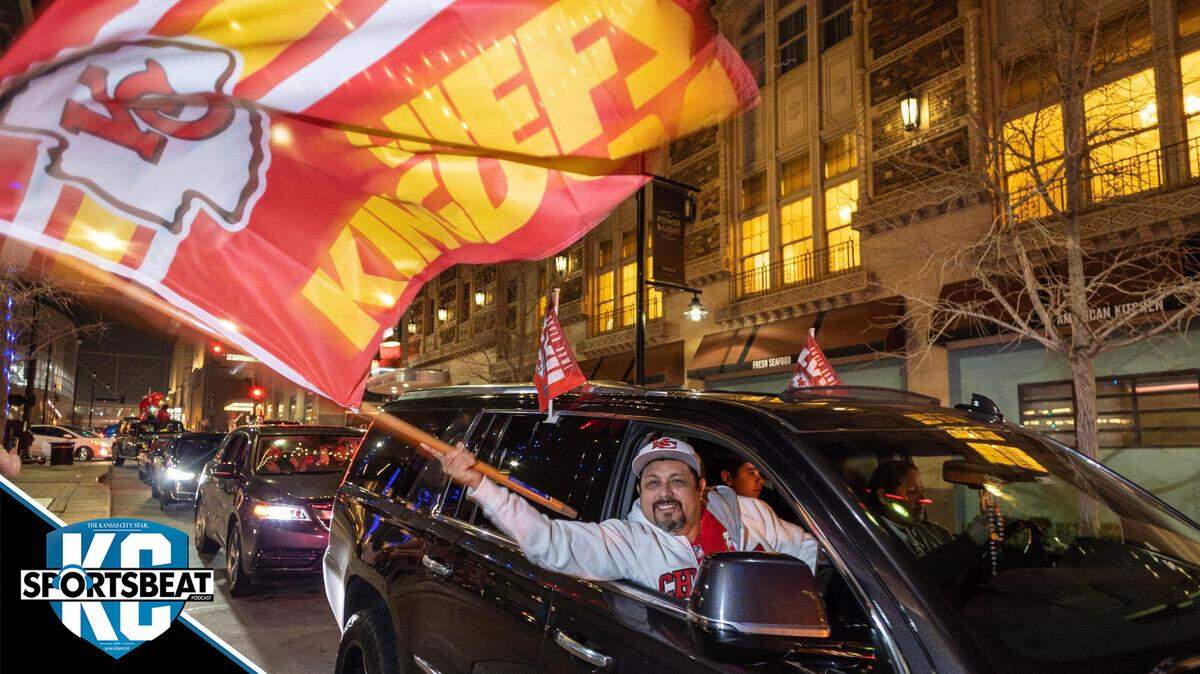 Chiefs fans celebrate in downtown Kansas City after their hometown team defeated the Philadelphia Eagles to win their second Super Bowl in four years.