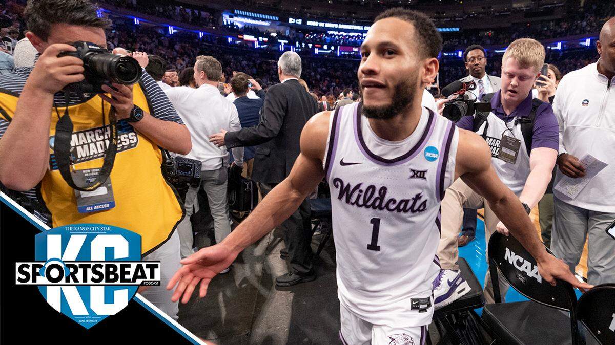 Kansas State’s Markquis Nowell heads for the stands after his record-setting performance let to an overtime win over Michigan State at Madison Square Garden on Thursday night.