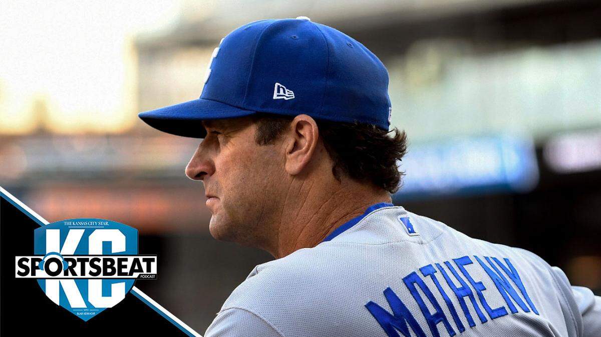 Kansas City Royals manager Mike Matheny watches his team play against the Detroit Tigers in the second inning of a baseball game, Saturday, Sept. 3, 2022, in Detroit. (AP Photo/Jose Juarez)