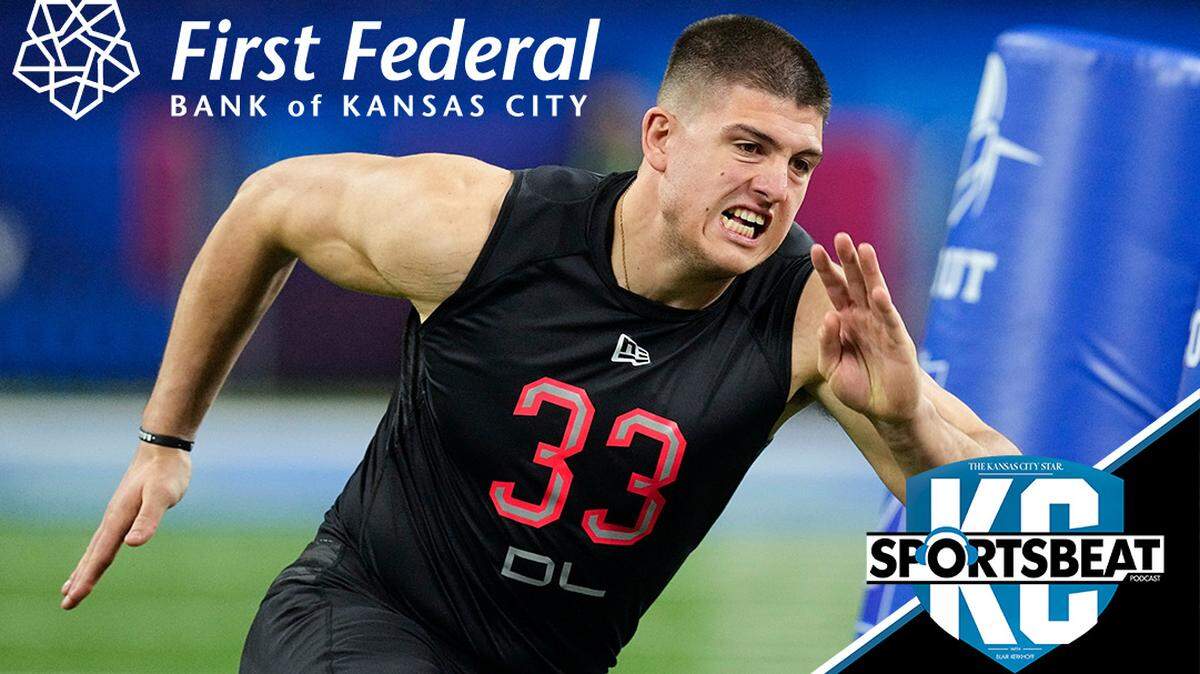 FILE - Purdue defensive lineman George Karlaftis runs a drill during the NFL football scouting combine Saturday, March 5, 2022, in Indianapolis. Karlaftis is a possible pick in the NFL Draft. (AP Photo/Darron Cummings, File)