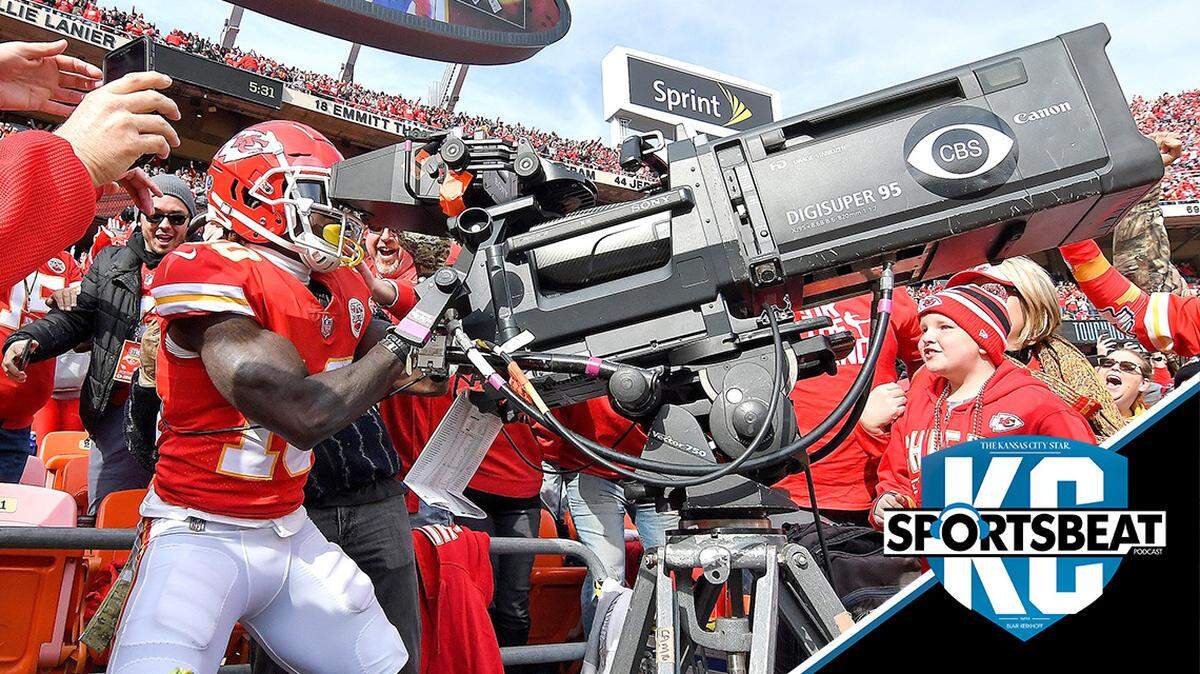 Kansas City Chiefs wide receiver Tyreek Hill takes control of the end zone television camera after scoring a touchdown on a pass from quarterback Patrick Mahomes in the second quarter during Sunday’s football game against the Arizona Cardinals on November 11, 2018 at Arrowhead Stadium in Kansas City, Mo.