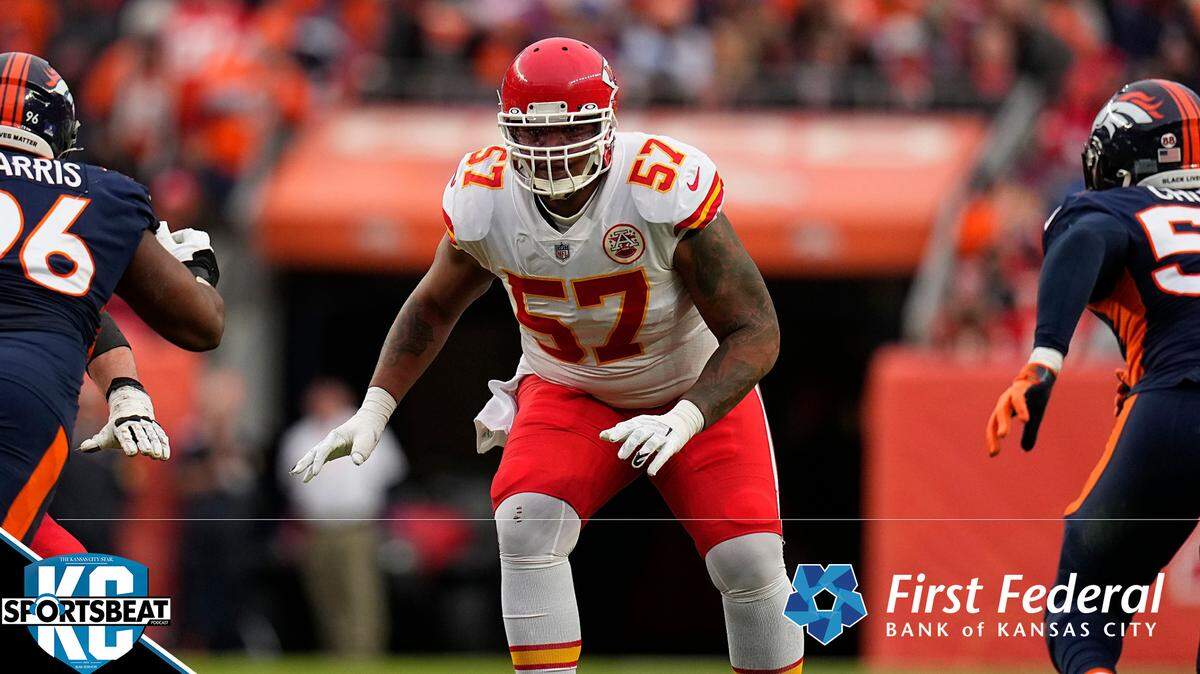Kansas City Chiefs offensive tackle Orlando Brown (57) plays against the Denver Broncos during an NFL football game Saturday, Jan. 8, 2022, in Denver. (AP Photo/Jack Dempsey)
