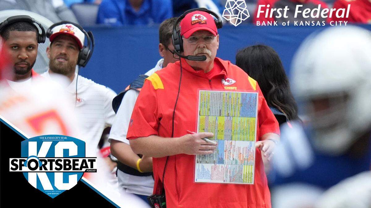Kansas City Chiefs head coach Andy Reid watches during the first half of an NFL football game against the Indianapolis Colts, Sunday, Sept. 25, 2022, in Indianapolis. (AP Photo/AJ Mast)