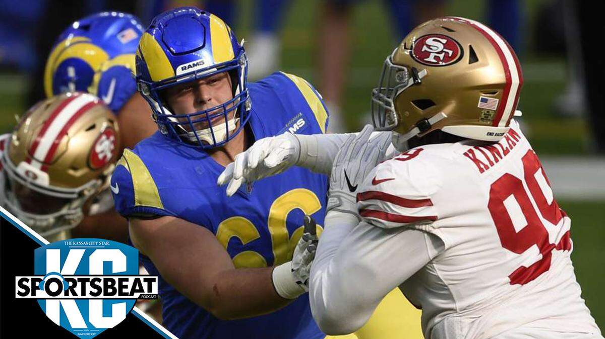 Former Los Angeles Rams center Austin Blythe (No. 66) is the latest addition to the Kansas City Chiefs’ reworked offensive line.