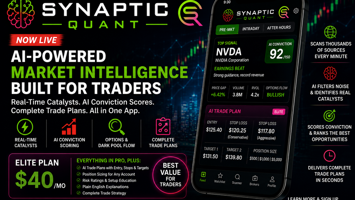 How PTOP's Synaptic Quant(TM) Works: AI Filters Market Noise, Identifies Catalysts, and Builds Complete Trade Plans for Retail Investors 