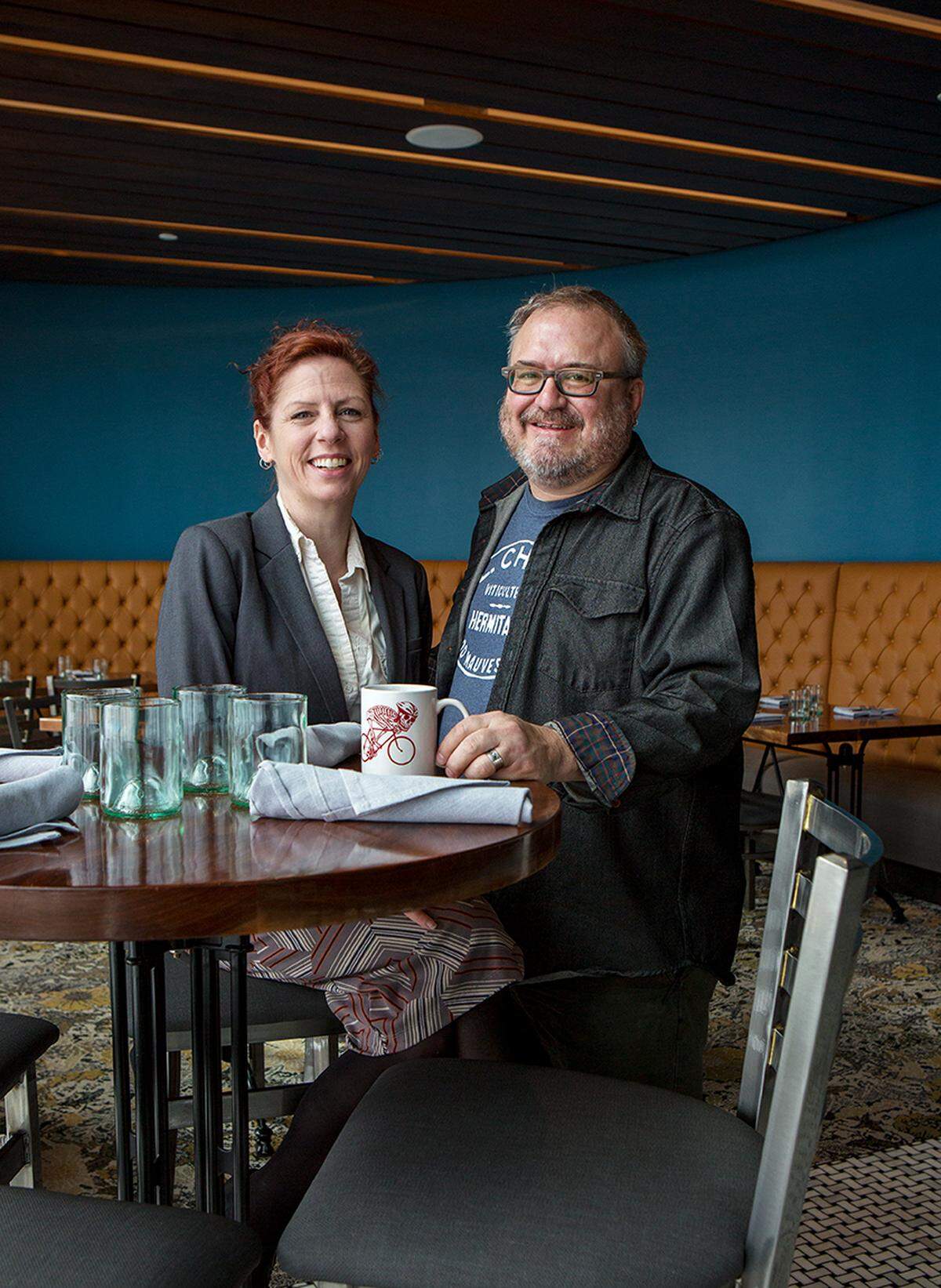Camille Eklof and Jonathan Justus at Black Dirt, which they opened on the South Plaza in 2018.