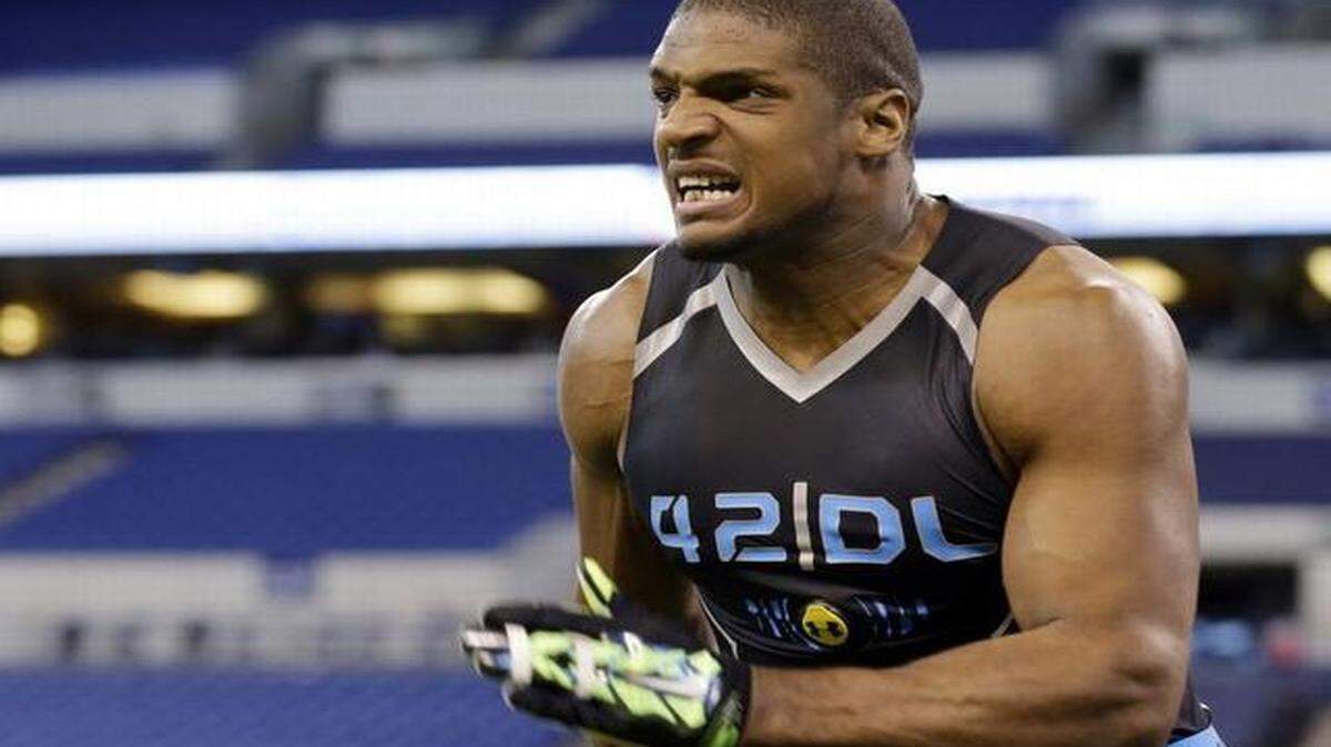 
Former Missouri football player Michael Sam at the NFL Combine
