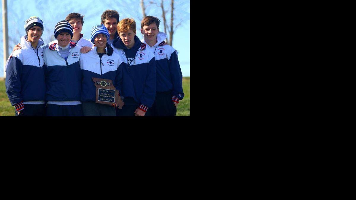 
The Rockhurst High School cross country team captured the Missouri Class 4 sectional title on Saturday at the meet in Kearney. Team members (left to right): Sam Wilkerson, John Luder, Alex Seese, Sam Scovell, Carson Bode, Gray Ryan, William Thompson. In the Class 4 girls sectional meet, Blue Springs South won the team title and placed three runners in the top five.
