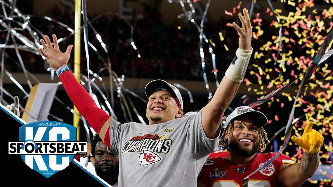 In this Feb. 2, 2020, file photo, Chiefs quarterback Patrick Mahomes, left, and Tyrann Mathieu celebrate Kansas City’s win against the San Francisco 49ers in Super Bowl LIV.