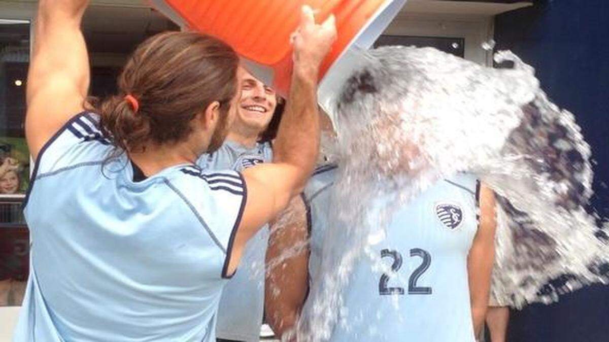 
Sporting Kansas City’s Soony Saad was doused on Friday as part of the Ice Bucket Challenge.
