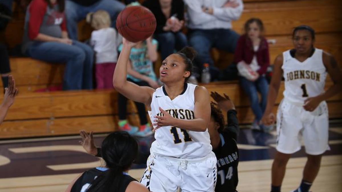 Johnson County sophomore Erica Nelson, a Lee’s Summit North grad, leads the Cavaliers in scoring at more than 16 points per game.