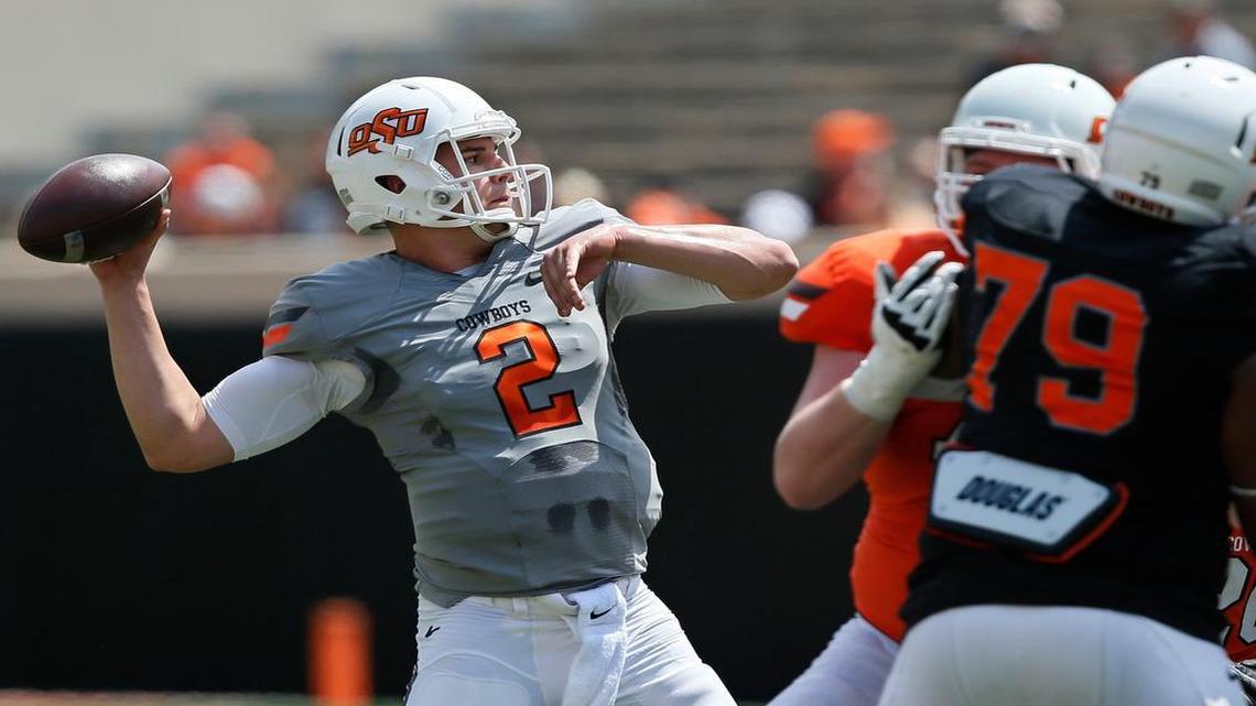 Oklahoma State coach Mike Gundy’s goes into his 13th season with Mason Rudolph as his quarterback.