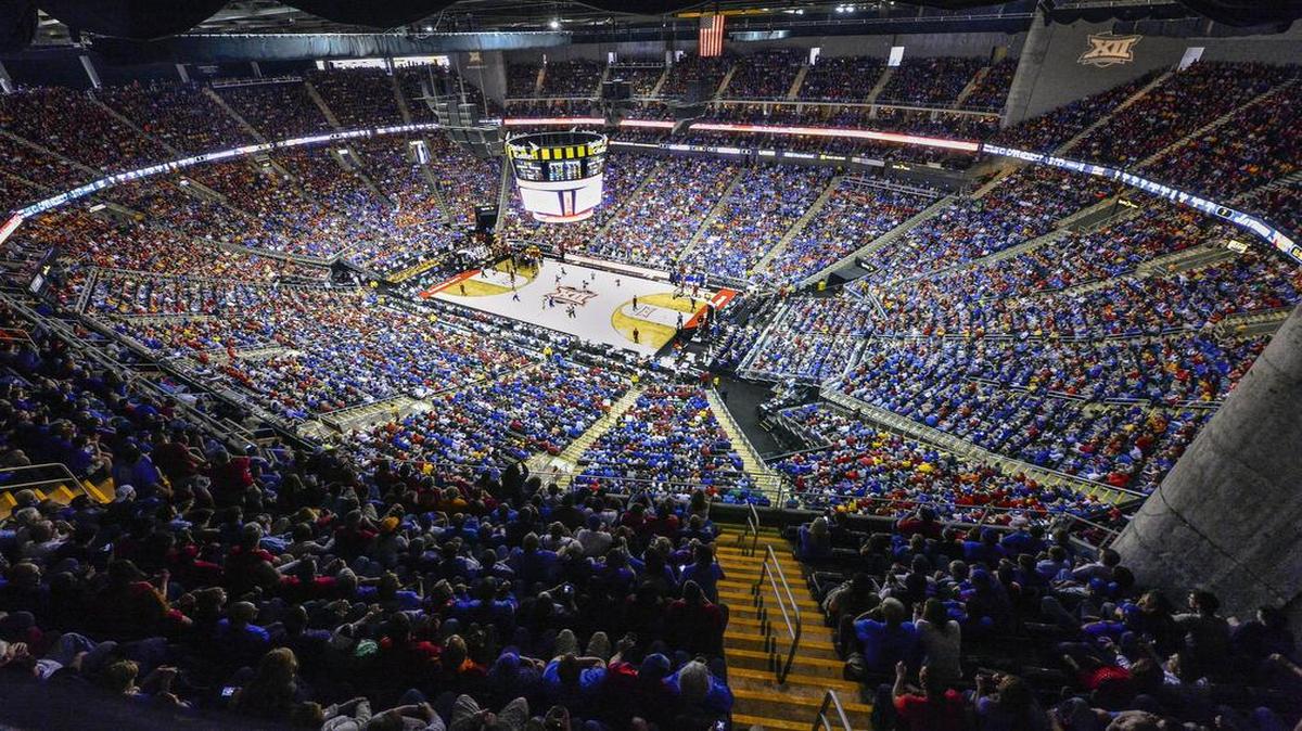Fans packed the Sprint Center on March 14, 2015, for the Big 12 Tournament championship game between the Kansas Jayhawks and Iowa State Cyclones. Iowa State won 70-66.