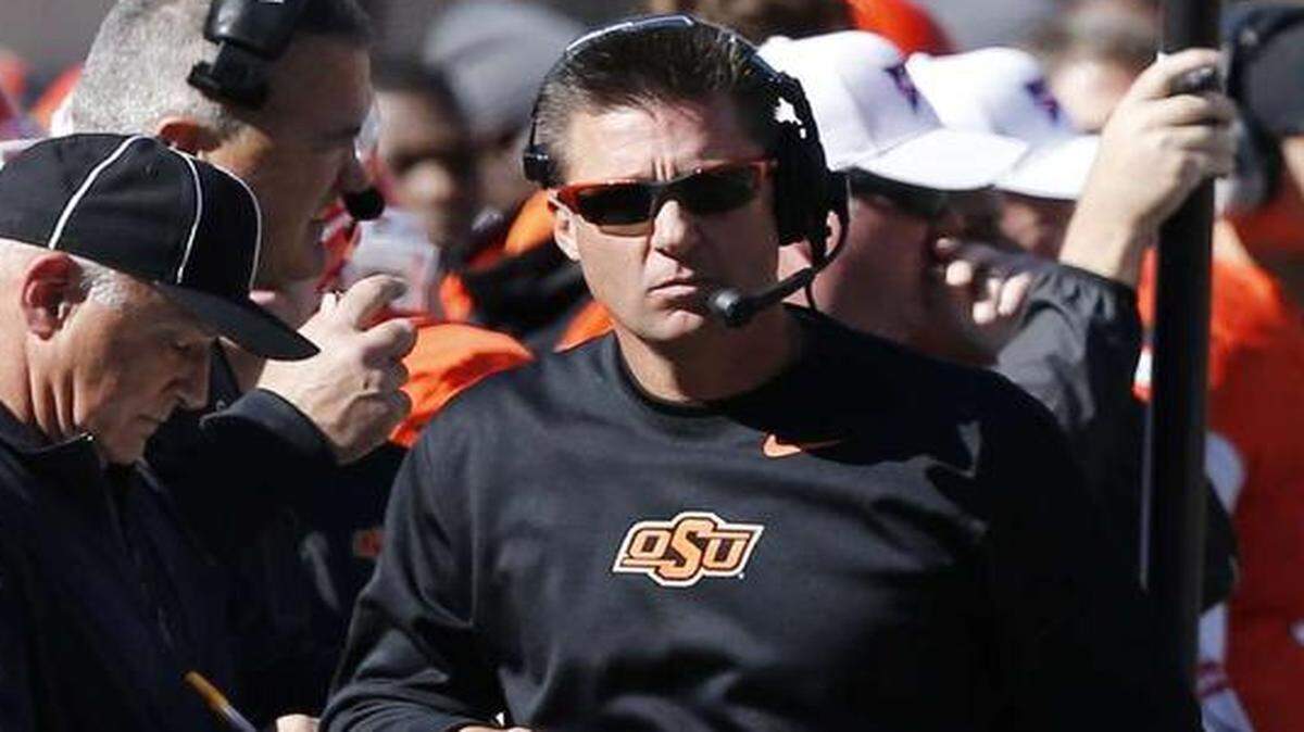 
Oklahoma State coach Mike Gundy has led the Cowboys to eight consecutive bowl games, but that streak may be in danger this season.
