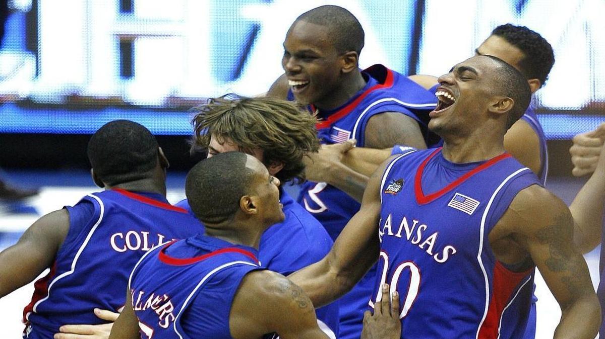 Kansas celebrated after winning the 2008 national championship game.
