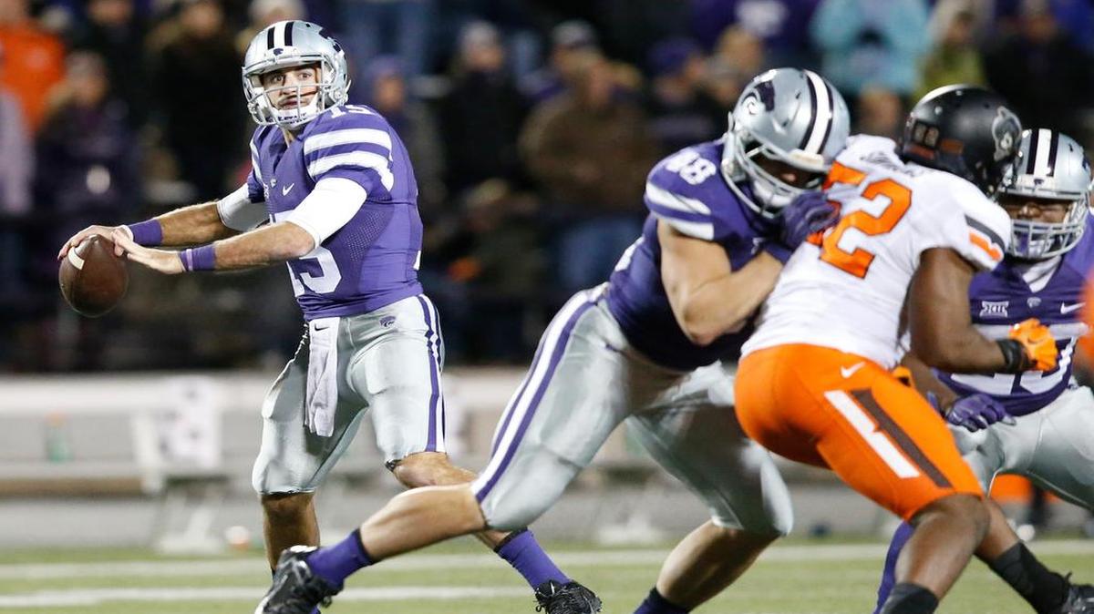 
K-State quarterback Jake Waters gets plenty of time to through the ball against Oklahoma State last season.
