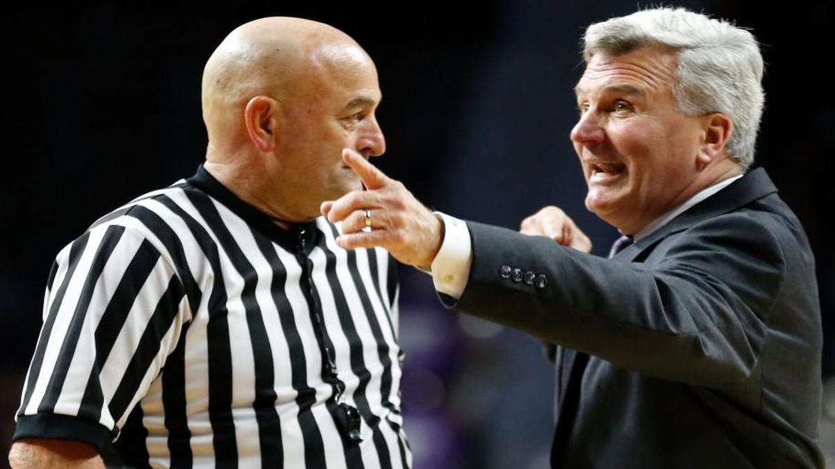 An animated Kansas State coach Bruce Weber pleaded his case with an official during a time out against South Carolina State in November in Manhattan, Kan. Officials are calling more fouls this season in an attempt to remove physical contact from the game.