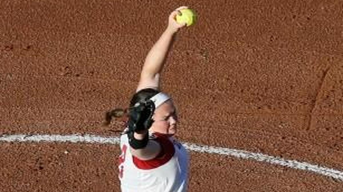 Oklahoma’s Paige Parker pitched a complete game Monday, allowing two runs and four hits.
