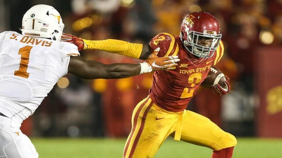 So far this season, Iowa State running back Mike Warren (right) has rushed for 1,070 yards, including in an October win over Texas. Kansas State may have a tough time trying to stop him Saturday.