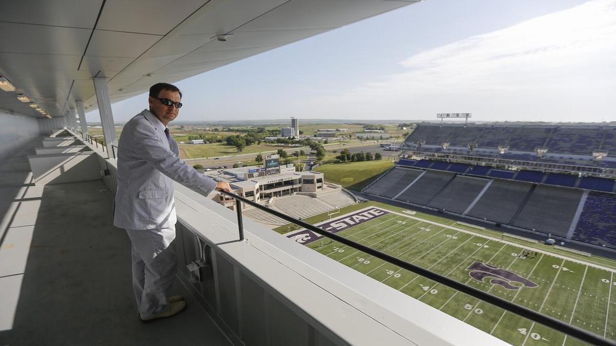 
Kansas State athletic director John Currie looks out over Snyder Family Stadium in 2013. Currie says schedule strength is important to the football team’s success. “We are a strong program and we need to continue to challenge ourselves.” 
