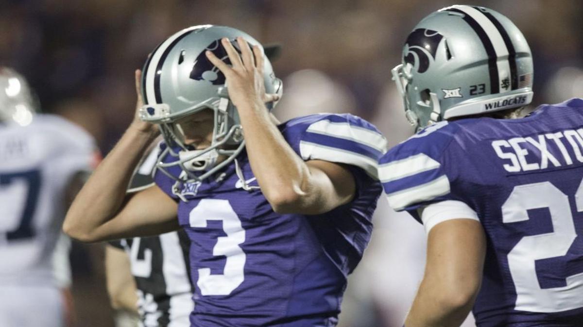 
Jack Cantele was replaced after missing his third kick of the night last season in Kansas State’s 20-14 loss to Auburn. Now, because of an injury, he’s back as the starting kicker and has shaken off that night and learned from it.
