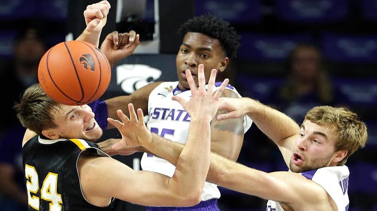 Austin Budke, right, is a walkon who has so far earned a lot of minutes for Kansas State.