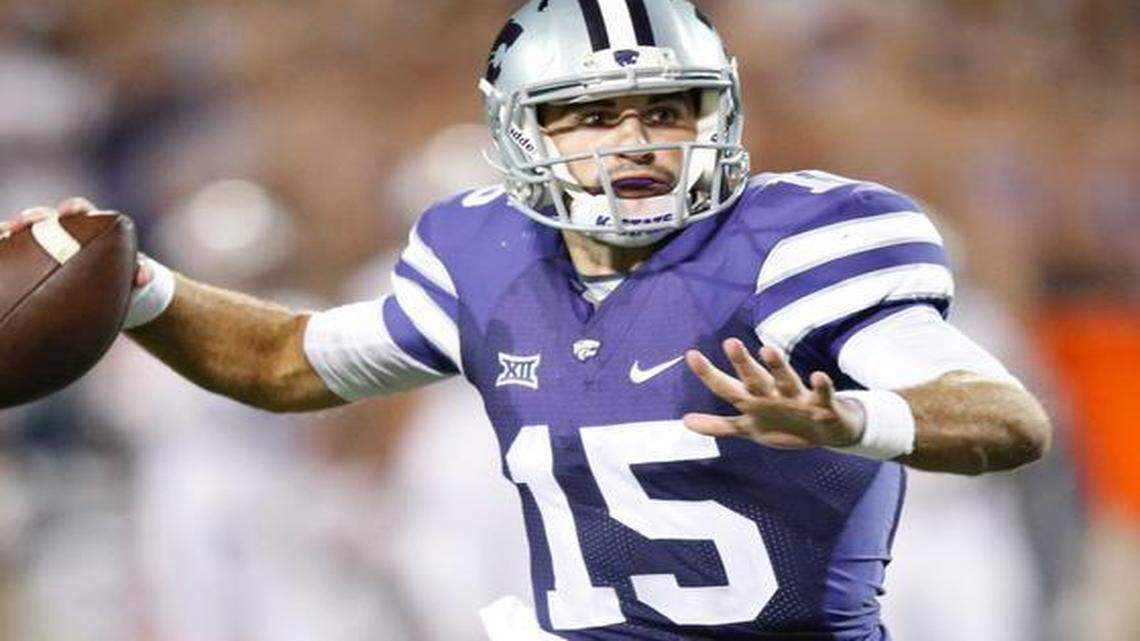
K-State quarterback Jake Waters looked down field for a receiver against Auburn (September 18, 2014)
