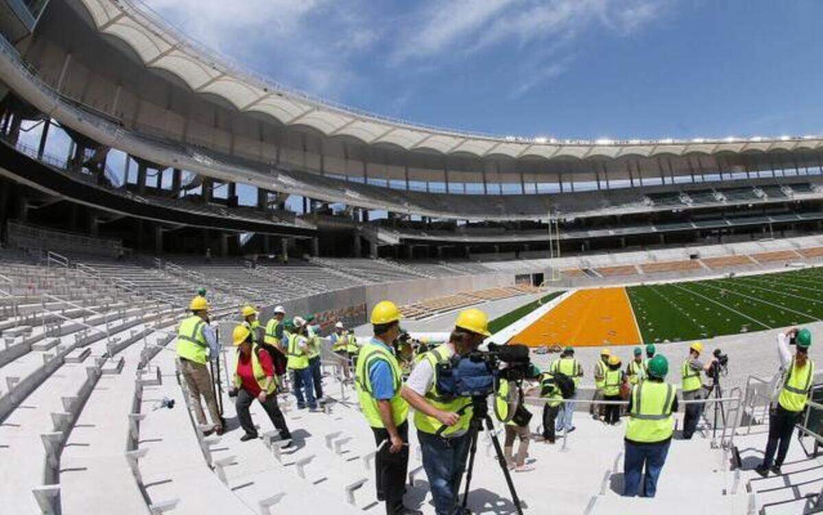 
Media and visitors walked through the bleachers of Baylor University’s McLane Stadium during a tour.
