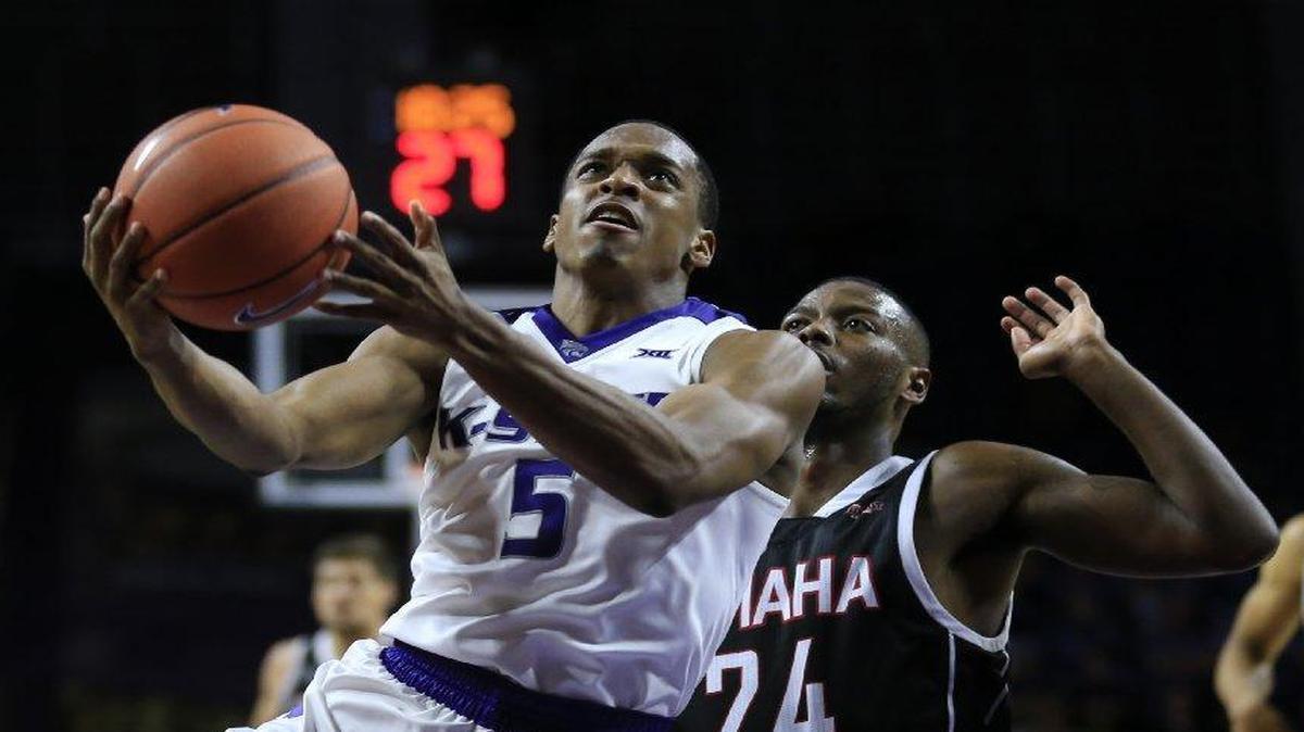 Kansas State guard Barry Brown (left) is the Wildcats’ leading scorer this season, averaging 15.3 points per game.