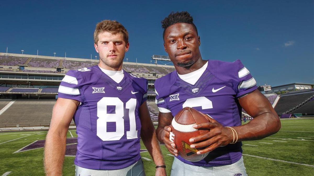 
Kansas State receivers Kyle Klein, left, and Deante Burton.
