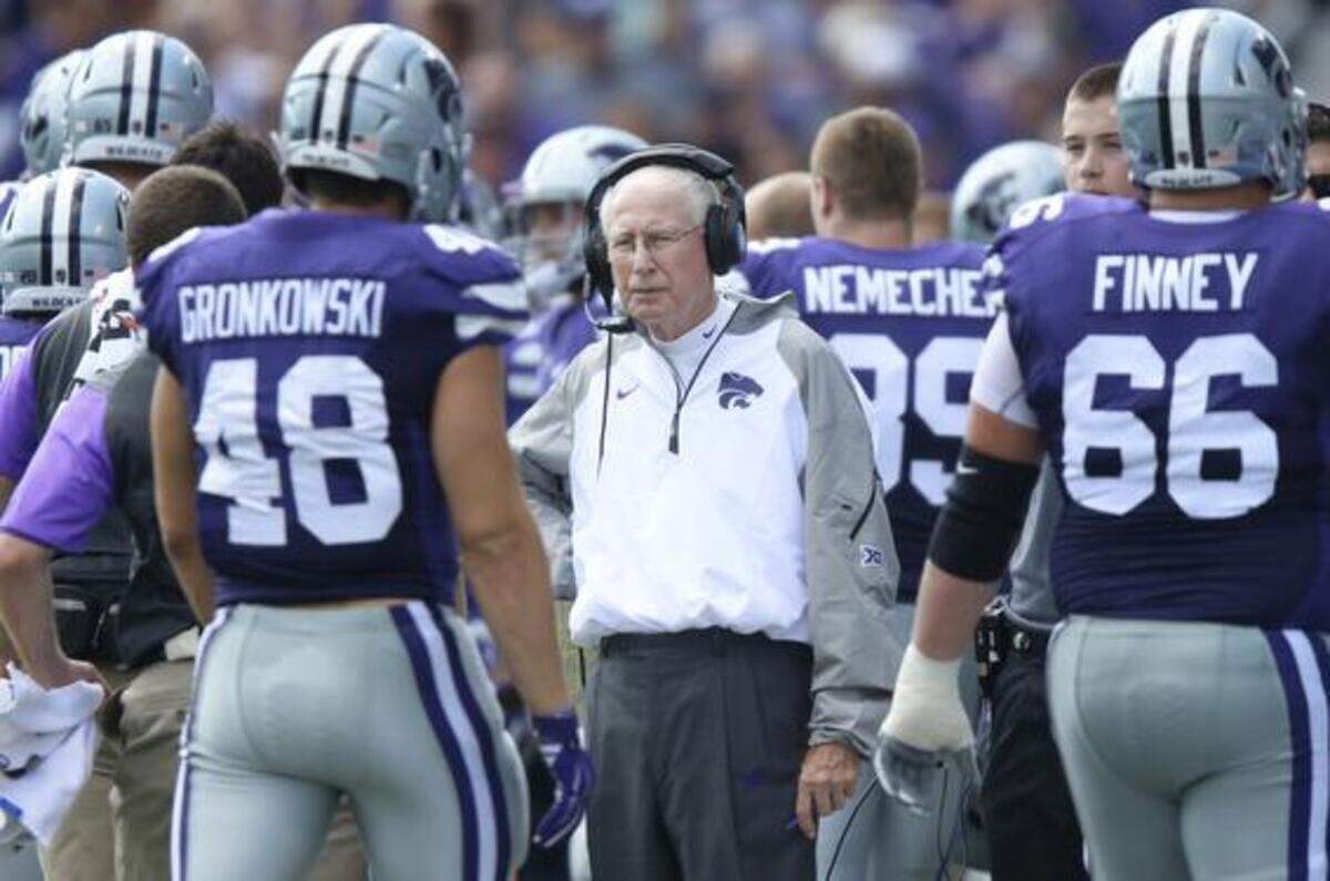 
K-State coach Bill Snyder watches his players come off the field during the first half against the UTEP Miners.
