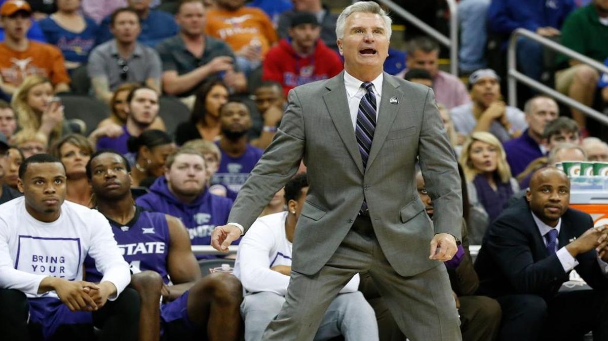 K-State coach Bruce Weber tries to keep his players in the game at the Big 12 Tournament. (March 10, 2016)