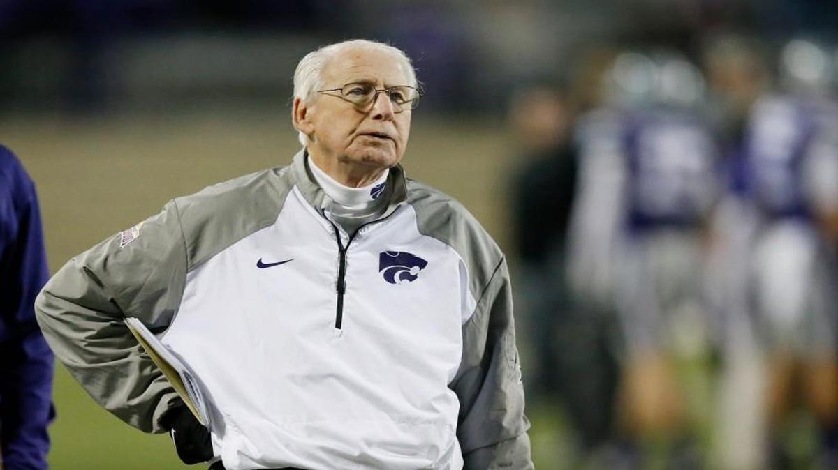 K-State coach Bill Snyder watches a replay of K-State’s last play that resulted in an interception by Baylor safety Terrell Burt on Thursday night.