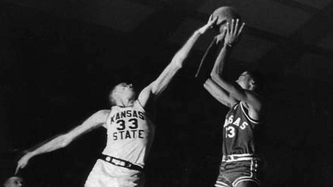 
Jack Parr (left) averaged 16.9 points and 12.7 rebounds in his K-State career and owns the school’s single-season rebounding record.
