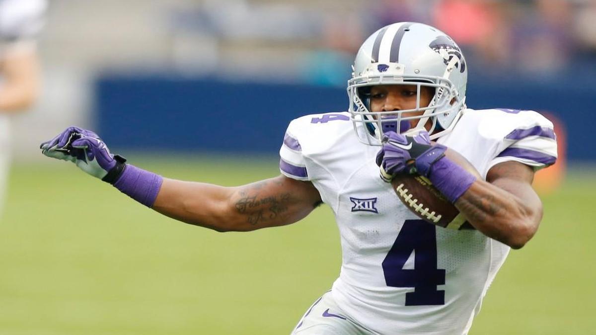 
K-State wide receiver Dominique Heath returns a punt at the team’s spring game in April.
