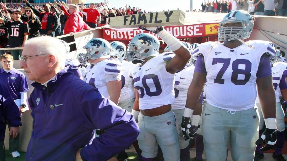 K-State head coach Bill Snyder waits to bring his team onto the field against Texas Tech.(November 9, 2013)