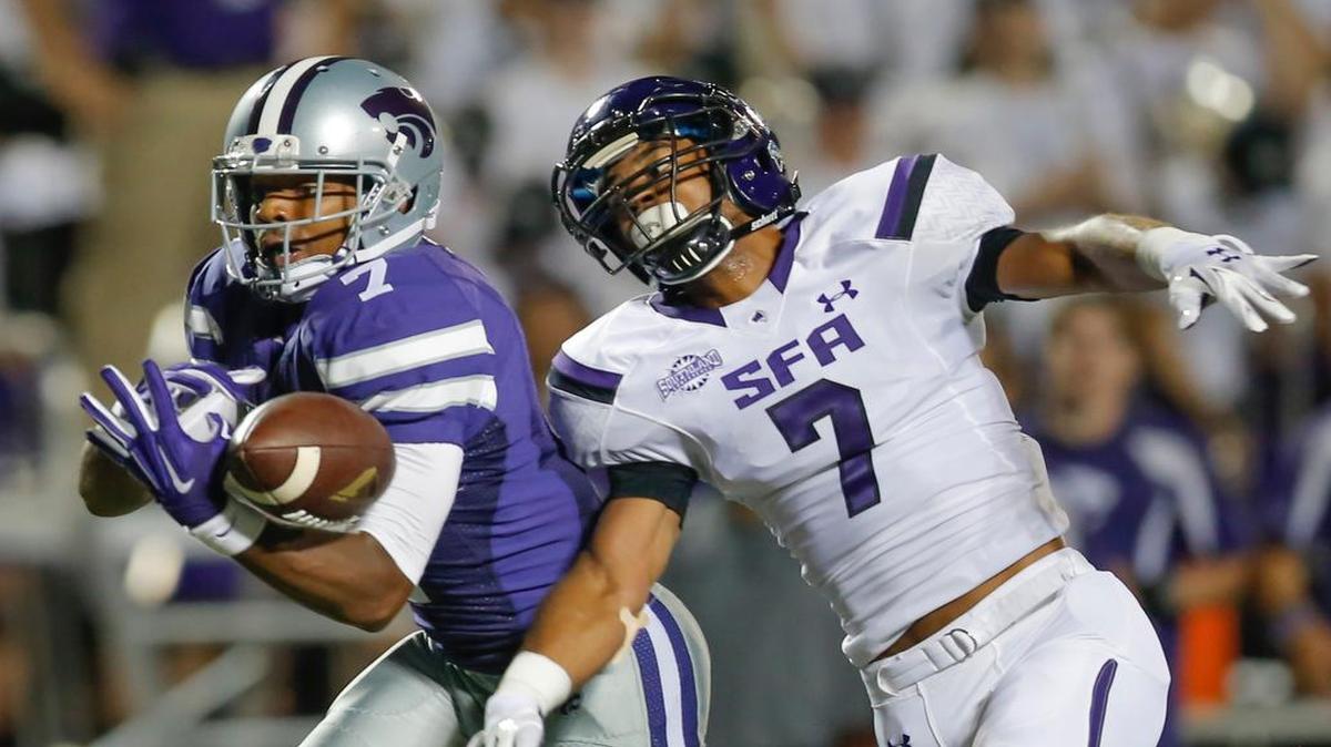 
Kansas State's Judah Jones didn’t haul in a pass against Stephen F. Austin last season.
