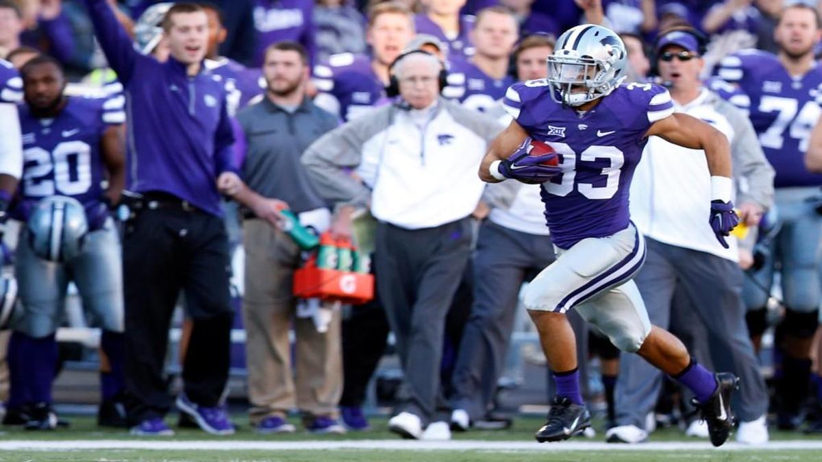 K-State defensive back Morgan Burns returned a kick off for 65 yards last November.