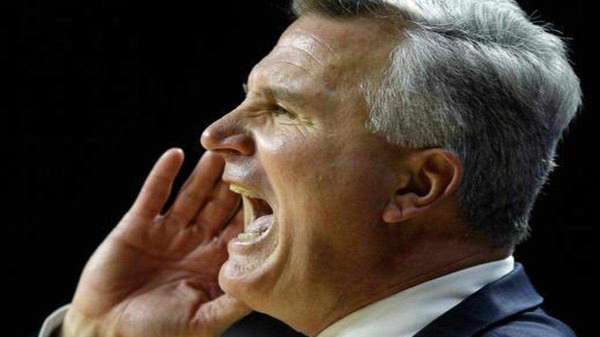 
Kansas State head coach Bruce Weber yelled to his team in the first half against No. 17 West Virginia on Tuesday night at Bramlage Coliseum in Manhattan, Kan.

