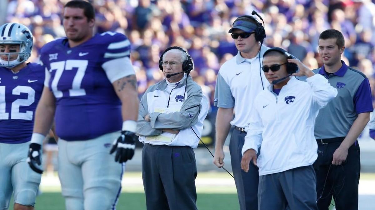 
K-State coach Bill Snyder watches his players against Louisiana Tech, a game K-State won in three overtimes.
