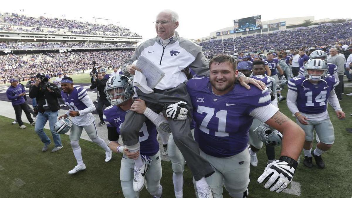 K-State football coach Bill Snyder was carried off on the shoulders of his players after winning his 200th game Nov. 26, when the Wildcats beat KU.